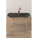 Hanah home trpezarijski sto na razvlačenje Weps, 150 × 89 cm (razvučen 200 cm), ploča u dekoru crnog mermera, zlatne noge | Eponuda.com