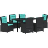  7-dijelni set za blagovanje u vrtu crni poli ratan | shoptok.hr