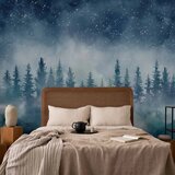  Foto tapeta - Night landscape - landscape of a misty forest at night with a starry sky 200x140 Premium | shoptok.hr