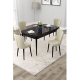 Hanah home trpezarijski set Due, sto na razvlačenje i 4 stolice, ploča u dekoru crnog mermera, krem tkanina Babyface | Eponuda.com