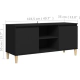 TV ormarić s nogama od masivnog drva crni 103,5 x 35 x 50 cm | shoptok.hr