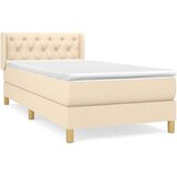  Okvir kreveta s oprugama i madrac krem 80x200 cm od tkanine | shoptok.hr