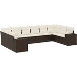 vidaXL 10-dijelni set vrtnih sofa od poliratana s jastucima smeđi | shoptok.hr