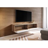 P & B nizka omarica lowa, bela, barva hrasta, led | Shoptok.si
