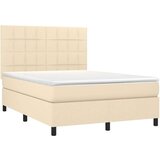  Box spring postelja z vzmetnico LED krem 140x200 cm blago, (20901327) | Shoptok.si