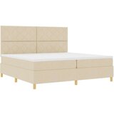  Postelja z vzmetnico z vzglavjem krema 200 x 200 cm blago - - Bež - 93.28 - 200 x 200 cm - | Shoptok.si