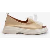 Kesi Zazoo women's leather sandals with bow, light beige Cene
