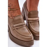Boto Leather Half-Boots On A Heel With Decoration Dark Beige Gelanor | shoptok.hr