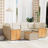 Maison Chic Seti vrtnega pohištva - Vrtna garnitura - Vrtni pohištvo set 7-delna z blazinami bež poli ratan, (21805277) | Shoptok.si
