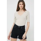 Tommy Hilfiger Kratka majica ženski, bež barva