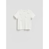Reserved Majica kratkih rukava s cvjetnom aplikacijom - krem | shoptok.hr