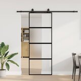  Klizna vrata s priborom crna 76 x 205 cm kaljeno staklo | Eponuda.ba