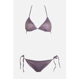 Trendyol Lilac Polka Dot Patterned Tie Detailed Bikini Set Cene