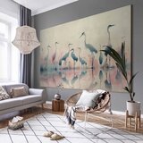  XXL slika - Birds by the lake - herons painted in watercolour in delicate grey and pink colours 200x133 | shoptok.hr