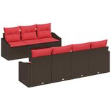 vidaXL Kavčna garnitura z blazino 8 pcs Rjava in rdeča poli ratan, (5000138355) | Shoptok.si