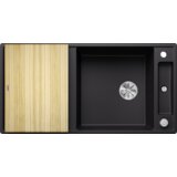 Blanco pomivalno korito AXIA III XL 6 S InFino SILGRANIT lesena deska, z daljin. prim. - ČRNA | Shoptok.si
