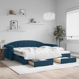  Dnevni krevet na razvlačenje s ladicama plavi 100x200 cm baršun | shoptok.hr