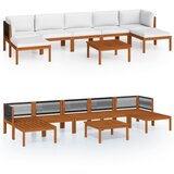  Vrtni set za sjedenje s jastucima, 8 dijelova, krem, 63x63 cm | shoptok.hr