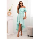 Kesi Włoski Women's off-the-shoulder dress with a longer back mint | Shoptok.si