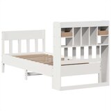 vidaXL Posteljni okvir brez vzmetnice bel 75x190 cm trdna borovina | Shoptok.si