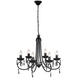  Elegantni Viseći Luster Crni za 6 Žarulja | shoptok.hr