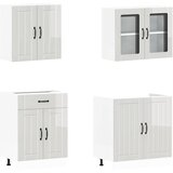  Set kuhinjskih ormarića od 4 dijela "Lucca" od visokosjajnog bijelog inženjerskog drva | Eponuda.com