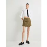 Koton Cargo Short Skirt Double Breasted Belt Detailed Pocket Slim Fit
