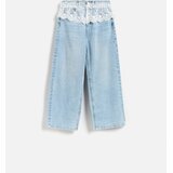 Reserved Wide leg traperice s detaljem od čipke - plava | shoptok.hr