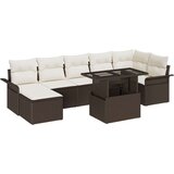  Set vrtne sofe od 8 dijelova s jastučićima smeđa poli ratan 2-sjedalna vrtna sofa s pohranom i jastučićima smeđa poli ratan | shoptok.hr