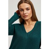 Marisse Fitted V-Neck Sweater In Emerald Green | Shoptok.si