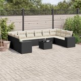 Maison Chic Seti vrtnega pohištva - Vrtna garnitura - Vrtni pohištvo set 11-delna z blazinami črn poli ratan, (21816268) | Shoptok.si