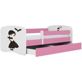  Drveni dječji krevet DJEVOJČICA s ladicom - rozi - 180x80 cm - Madrac PE pjena 8 cm-spužvasti madrac | shoptok.hr