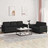  2-dijelni set sofa s jastucima crni od umjetne kože Cijene