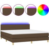 Box spring postelja z vzmetnico LED temno rjava 180x200cm blago, (20900934) | Shoptok.si