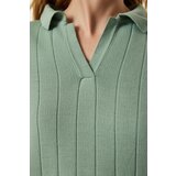  Women's Water Green Polo Neck Oversize Knitwear Dress | Shoptok.si