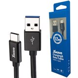 X Wave Kabl USB Tip C muški na Tip A muški 1.2M 3A, PVC crni pvc | ePonuda.com