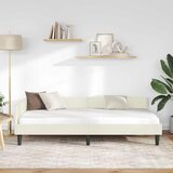  Kutni okvir kreveta s uzglavljem Krema 100 cm x 200 cm Baršun | shoptok.hr