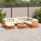  8-dijelni set vrtnih sofa s jastucima voštano smeđi od borovine | shoptok.hr