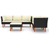  6-dijelna vrtna garnitura od poliratana s jastucima crna | shoptok.hr