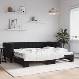  Dnevni krevet na razvlačenje crni 90 x 190 cm baršunasti | shoptok.hr