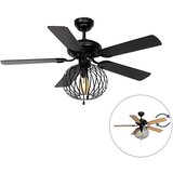 QAZQA Črn stropni ventilator s poteznim stikalom - Mistral Johanna | Shoptok.si