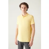 Avva Men's Yellow 100% Egyptian Cotton Standard Fit Normal Cut 3 Button Polo Neck T-shirt