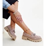 VINCEZA Beige leather moccasins | Shoptok.si