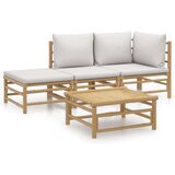  4-dijelna vrtna garnitura od bambusa sa svjetlosivim jastucima | shoptok.hr