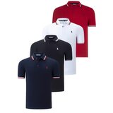 Dewberry QUAD SET T8594 MENS T-SHIRT-BLACK-WHITE-NAVY BLUE-BURGUNDY Cijene