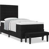  postelja s pomičnim vzmetnico z vzmetnico in klopi Črna 90x200 cm Tkanina, (22084057) | Shoptok.si