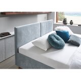Meise Möbel Svetlo modra oblazinjena zakonska postelja z letvenim dnom 160x200 cm Piano – | Shoptok.si