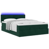  Ottoman krevet s madracem i LED diodama tamnozeleni 140x190 cm baršun | shoptok.hr