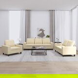 vidaXL sedežna garnitura 3-delna krem blago | Shoptok.si