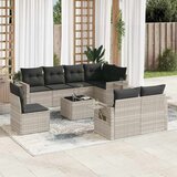 Maison Chic Seti vrtnega pohištva - Vrtna garnitura - Vrtni pohištvo set 9-delna z blazinami sv. siv poli ratan, (21797337) | Shoptok.si